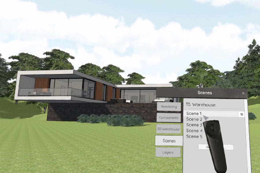 Scenes-menu in VR Sketch 5.0